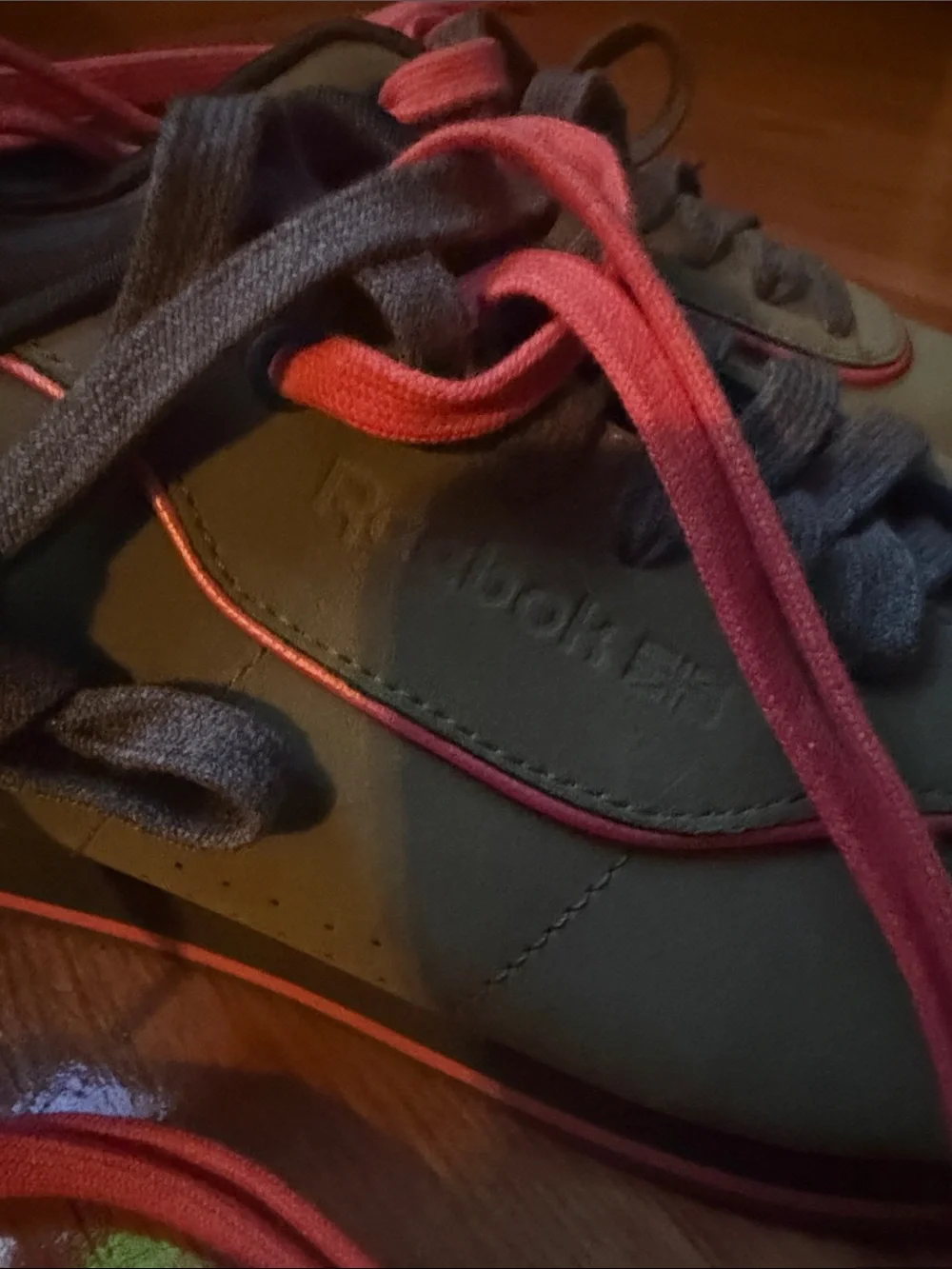 Reebok Green Sneakers with Pink Trim